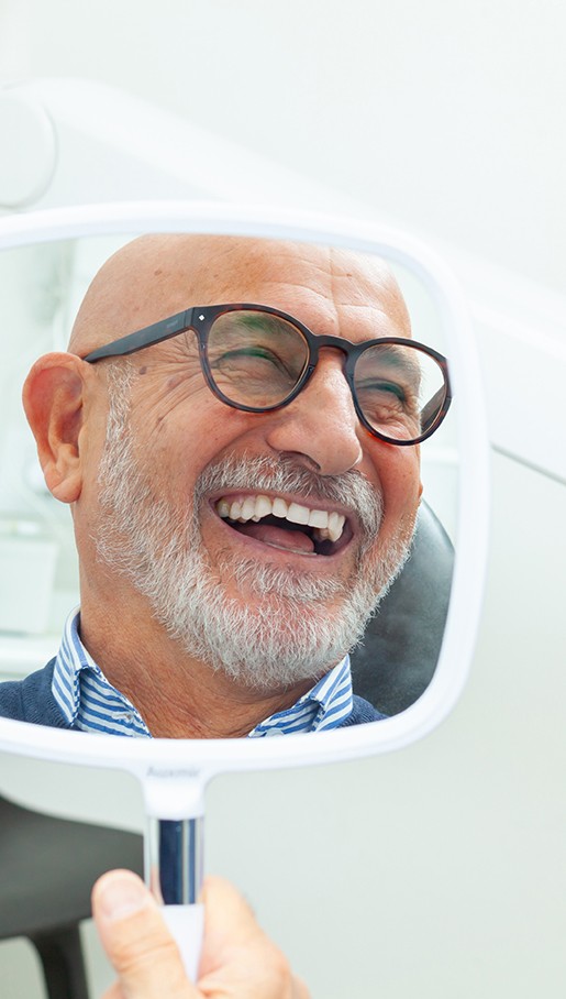 a close-up of a patient smiling