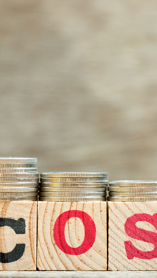 Cost written on wooden blocks