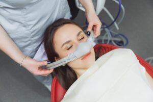 Woman receiving nitrous oxide