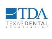 Texas Dental Association logo showcasing services like cosmetic dentistry and general dental care.